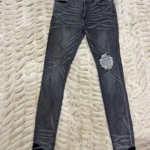 AMIRI Grey Distressed Skinny Jeans